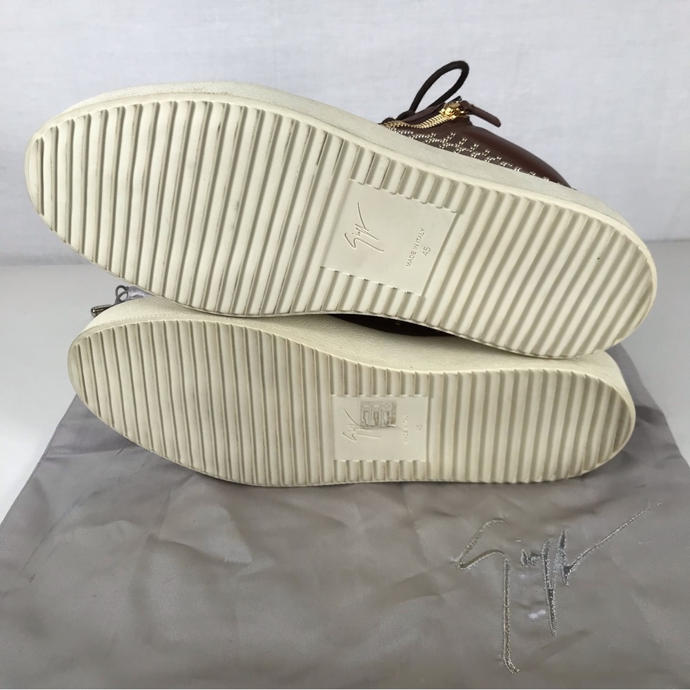 NEW Giuseppe Zanotti Brown Eyelet Sneaker Shoes Size EU 45= 12 (US) - Picture 11 of 12